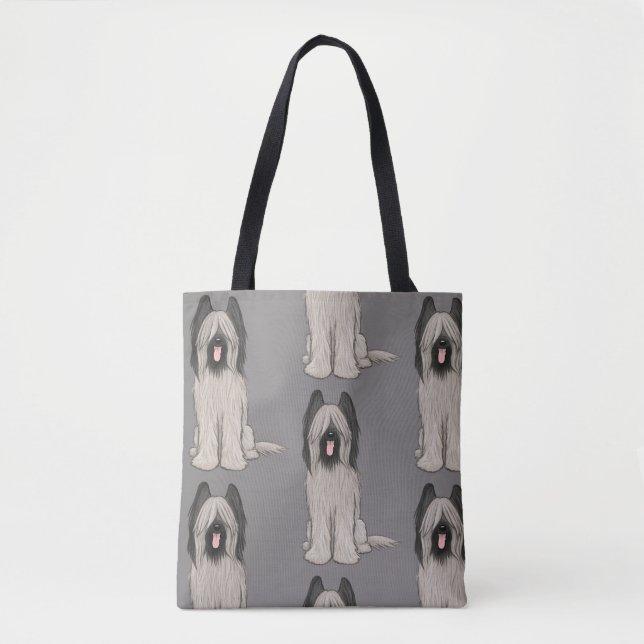 Niedlicher Cartoon Briard Dog Muster Tasche (Vorderseite)