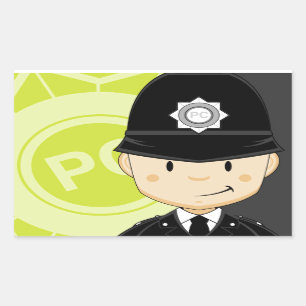 Niedlicher Cartoon-Briten-Polizist Rechteckiger Aufkleber