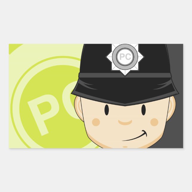 Niedlicher Cartoon Britischer Polizist Rechteckiger Aufkleber (Vorderseite)