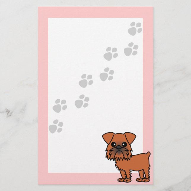 Niedlicher Cartoon Brüssels Griffon - Pawprint Briefpapier (Vorderseite)