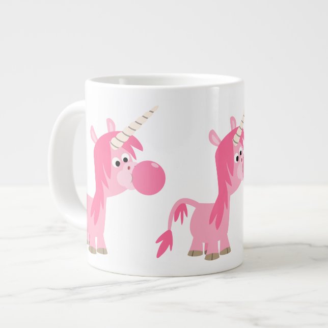 Niedlicher Cartoon Bubble Gum Unicorn Jumbo Tasse (Vorderseite Links)