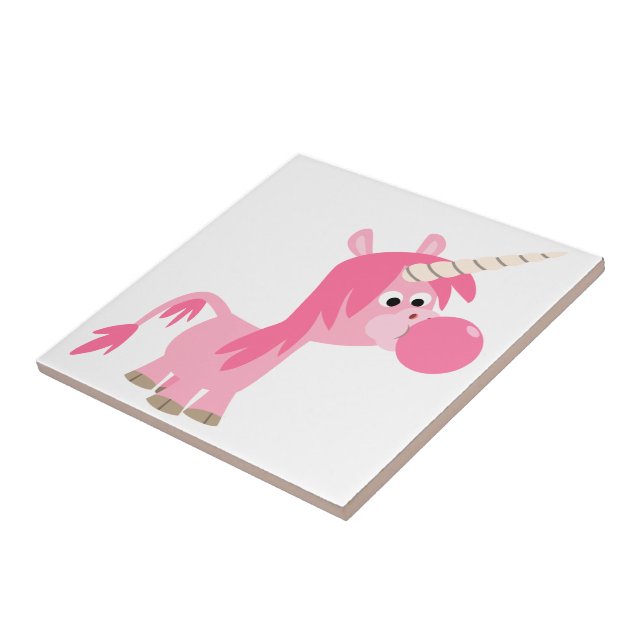 Niedlicher Cartoon Bubble Gum Unicorn Tile Fliese (Seite)