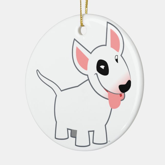 Niedlicher Cartoon Bull Terrier Keramikornament (Links)