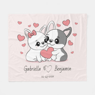 Niedlicher Cartoon Bulldog Liebhaber Herzlich Will Fleecedecke