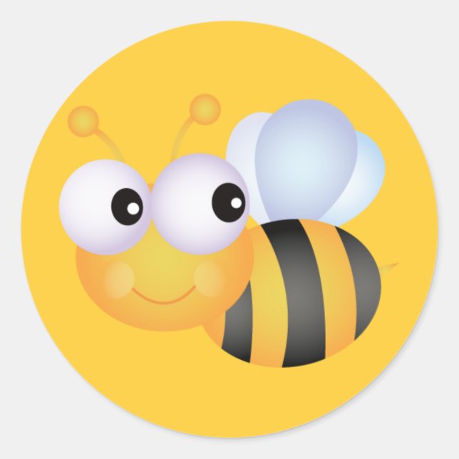 NIEDLICHER CARTOON BUMBLEBEE BEE HONEYBEE lächelnd Runder Aufkleber (Vorderseite)