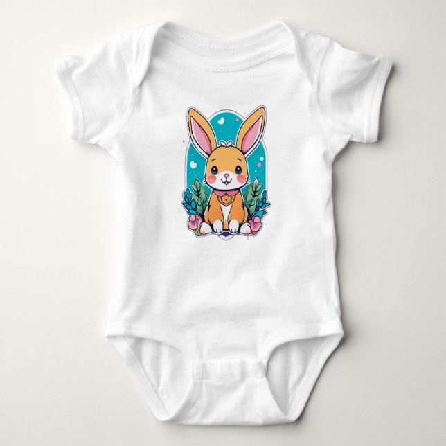 Niedlicher Cartoon Bunny Baby Strampler (Vorderseite)