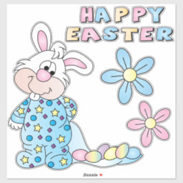 Niedlicher Cartoon Bunny - Blau - Kiss Cut Aufkleber