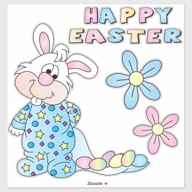 Niedlicher Cartoon Bunny - Blau - Kiss Cut Aufkleber (Blatt)