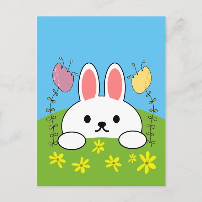 Niedlicher Cartoon Bunny Rabbit Postkarte (Vorderseite)