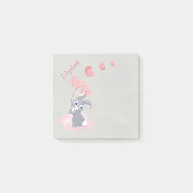 Niedlicher Cartoon Bunny Valentine Post-it Klebezettel (Vorderseite)