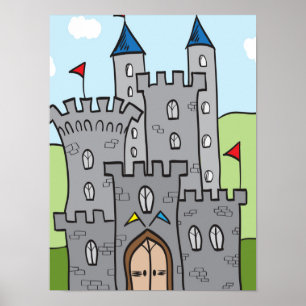 Niedlicher Cartoon Burg Poster