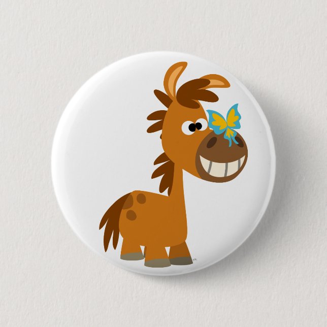 Niedlicher Cartoon Butterfly Pony Button Abzeichen (Vorderseite)
