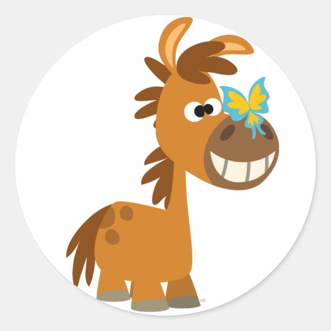 Niedlicher Cartoon Butterfly Pony Sticker (Vorderseite)