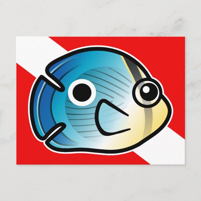 Niedlicher Cartoon Butterflyfish Tauchflagge Postkarte (Vorderseite)