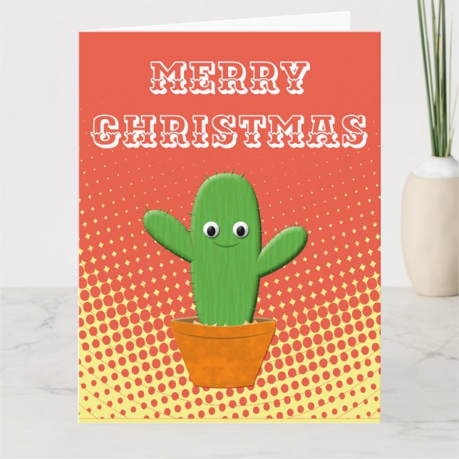 Niedlicher Cartoon Cactus Karte (Vorderseite)