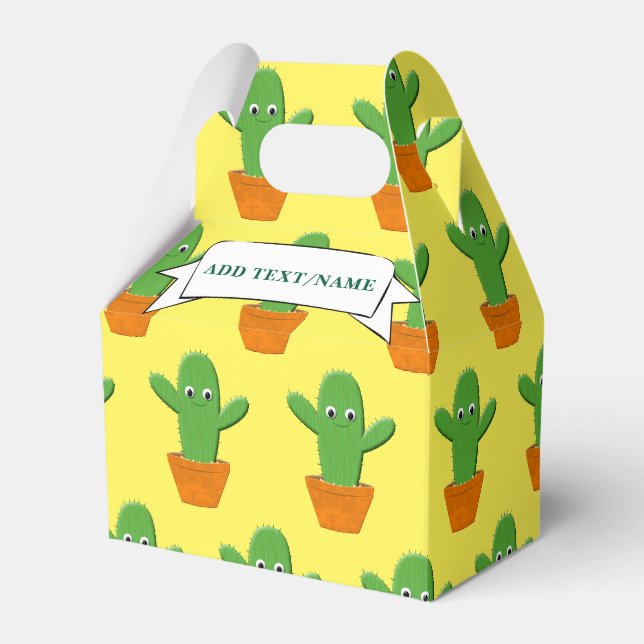 Niedlicher Cartoon Cactus Pattern Individuelle Nam Geschenkschachtel (Vorderseite)