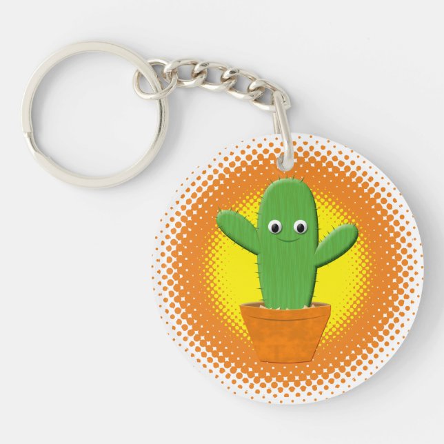 Niedlicher Cartoon Cactus Schlüsselanhänger (Vorderseite)