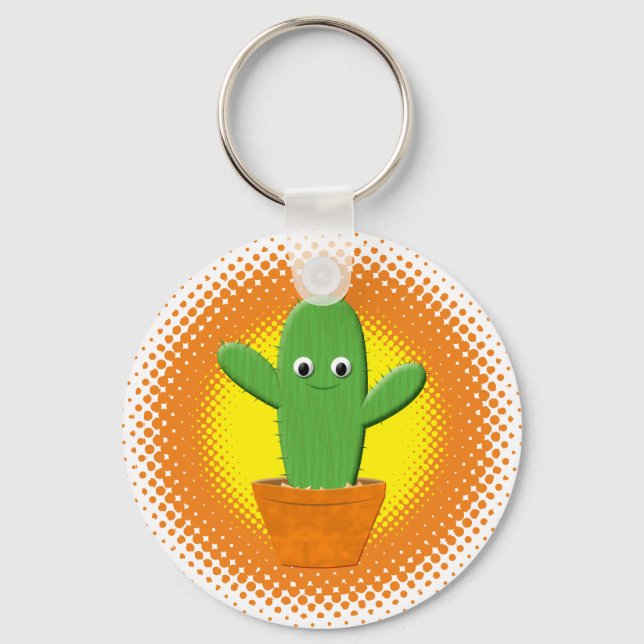 Niedlicher Cartoon Cactus Schlüsselanhänger (Vorderseite)