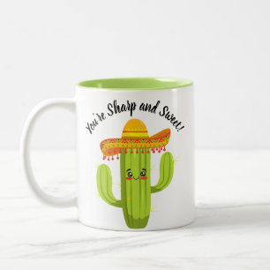 Niedlicher Cartoon Cactus You are Sharp and Sweet Zweifarbige Tasse
