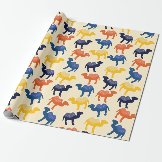 Niedlicher Cartoon Camels Muster Geschenkpapier (Ungerollt)
