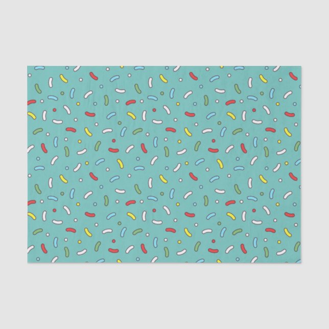 Niedlicher Cartoon Candy Sprinkles Blau Seidenpapier (Vorderseite)
