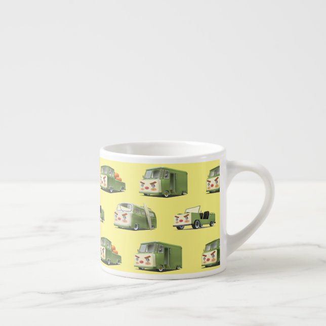 Niedlicher Cartoon Cars Lineup Espressotasse (Rechts)