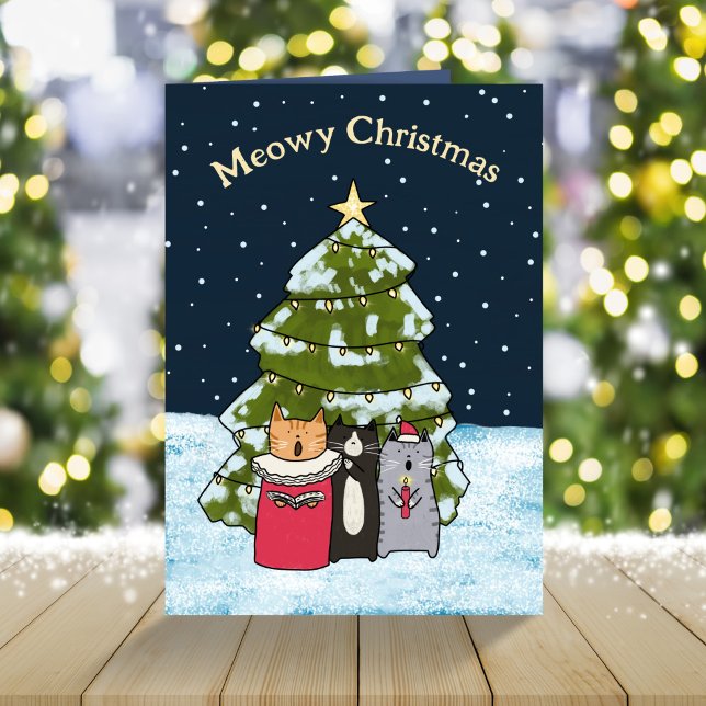 Niedlicher Cartoon Cat Carol Sänger Weihnachten No (Von Creator hochgeladen)