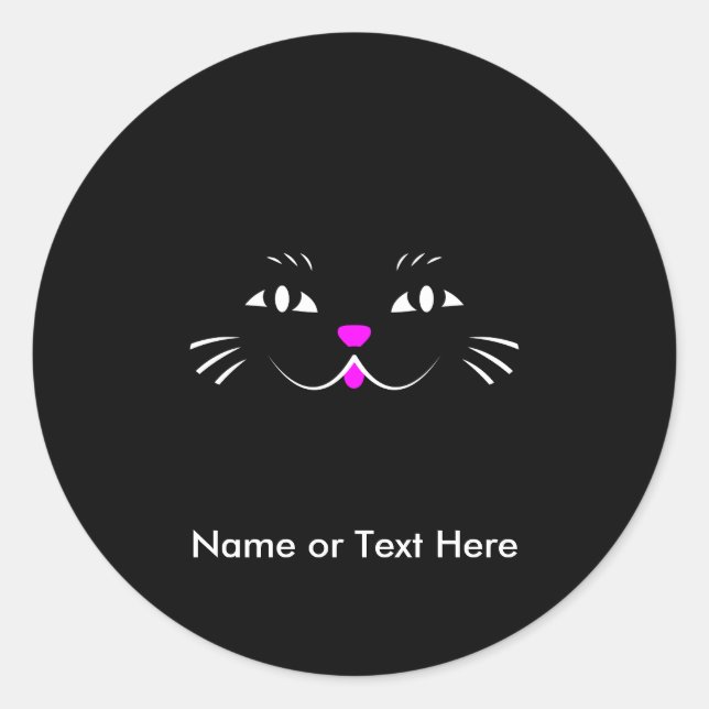 Niedlicher Cartoon Cat Face Runder Aufkleber (Vorderseite)