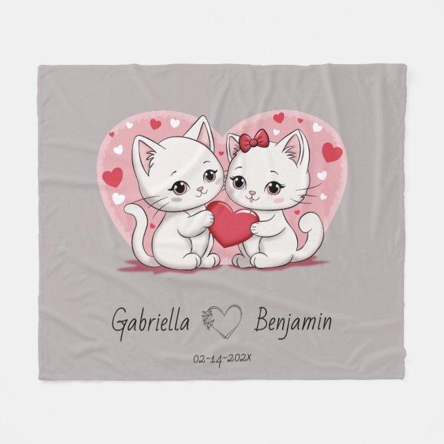 Niedlicher Cartoon Cat Lovers Herzlich Willkommen  Fleecedecke (Vorderseite (Horizontal))