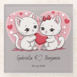 Niedlicher Cartoon Cat Lovers Herzlich Willkommen Glasuntersetzer