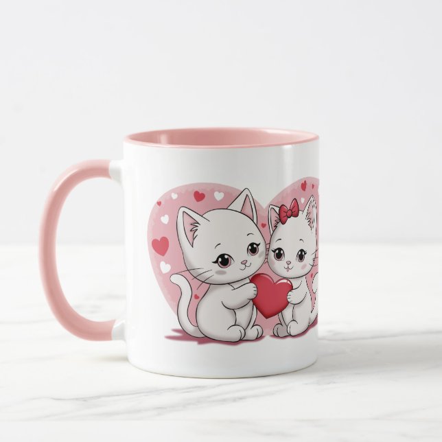 Niedlicher Cartoon Cat Lovers Herzlich Willkommen  Tasse (Links)