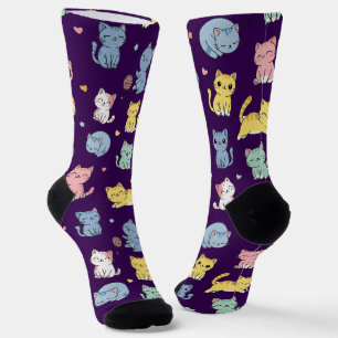 Niedlicher Cartoon Cat Pattern Crew Socken