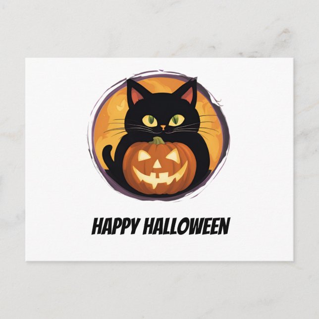 Niedlicher Cartoon Cat Spooky Halloween glückliche Postkarte (Vorderseite)