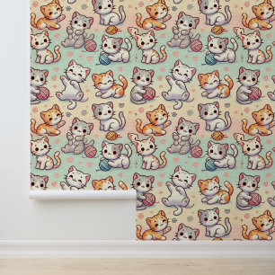 Niedlicher Cartoon Cats Wallpaper - Kawaii Cat Pat Tapete