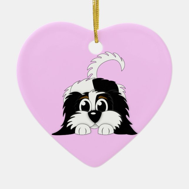 Niedlicher Cartoon Cavachon Keramikornament (Vorne)