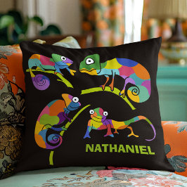 Niedlicher Cartoon Chameleons Helle Farben Persona Kissen