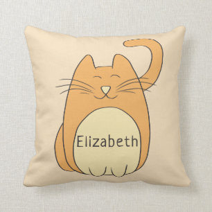 Niedlicher Cartoon Chat-Add-Name  Beige Kissen