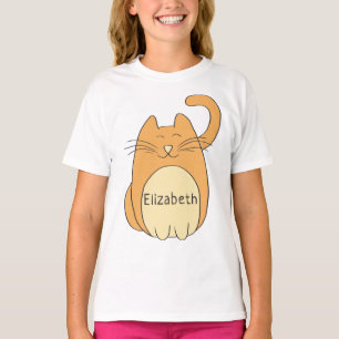 Niedlicher Cartoon Chat-Add-Name  Beige T-Shirt