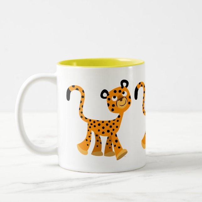 Niedlicher Cartoon Cheetah Zweifarbige Tasse (Links)