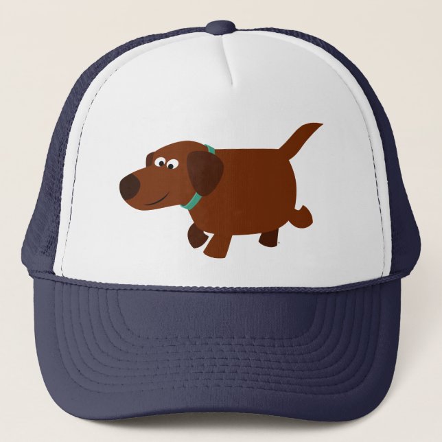 Niedlicher Cartoon Chocolate Labrador Hat Truckerkappe (Vorderseite)