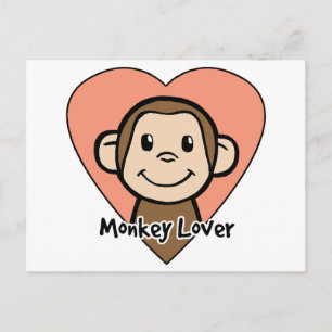 Niedlicher Cartoon Clip Art Lächeln Affe Liebe im  Postkarte
