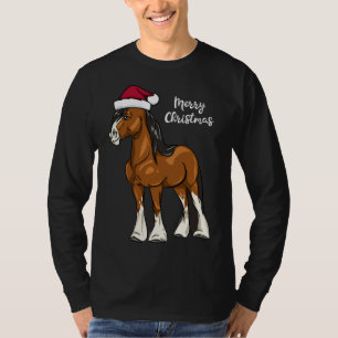 Niedlicher Cartoon Clydesdale Entwurf Weihnachten T-Shirt