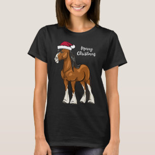 Niedlicher Cartoon Clydesdale Entwurf Weihnachten T-Shirt