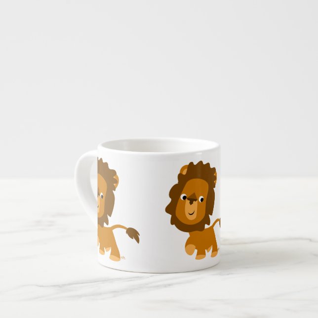 Niedlicher Cartoon Content Lion Espresso Tasse (Vorderseite Links)