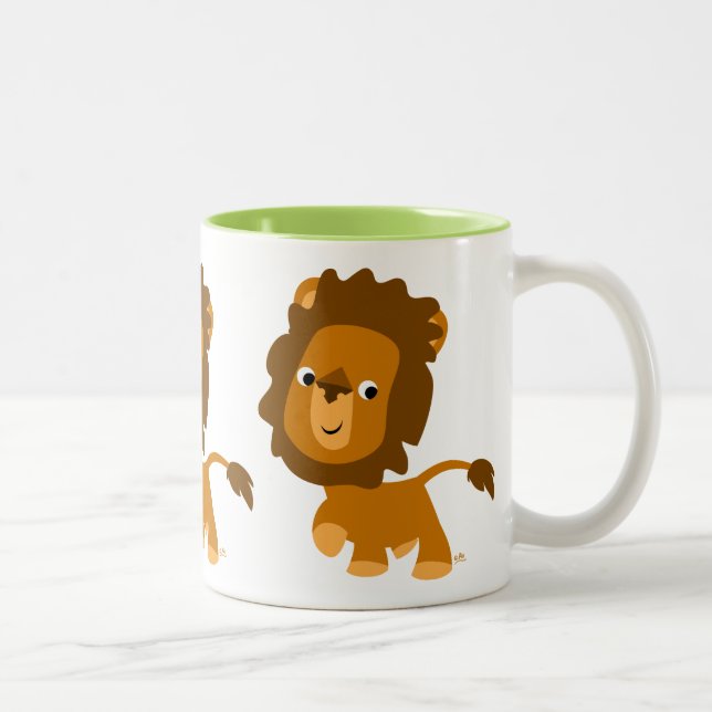 Niedlicher Cartoon Content Lion Tasse (Rechts)