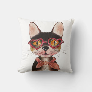 Niedlicher Cartoon Cool Katze in Brille Kissen