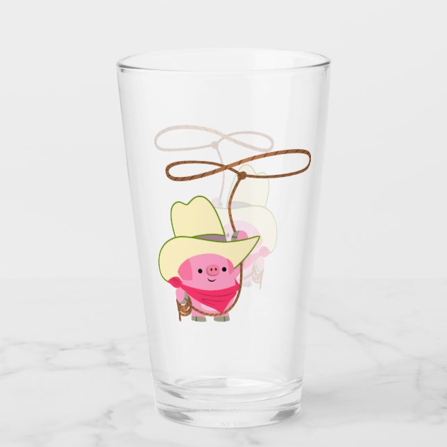 Niedlicher Cartoon Cowboy Pig mit Lariat Tumbler (Vorderseite)
