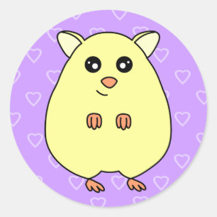 Niedlicher Cartoon-Creme-Hamster-lila Aufkleber