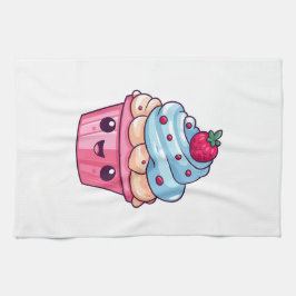 Niedlicher Cartoon Cupcake glückliches Lächeln Geschirrtuch