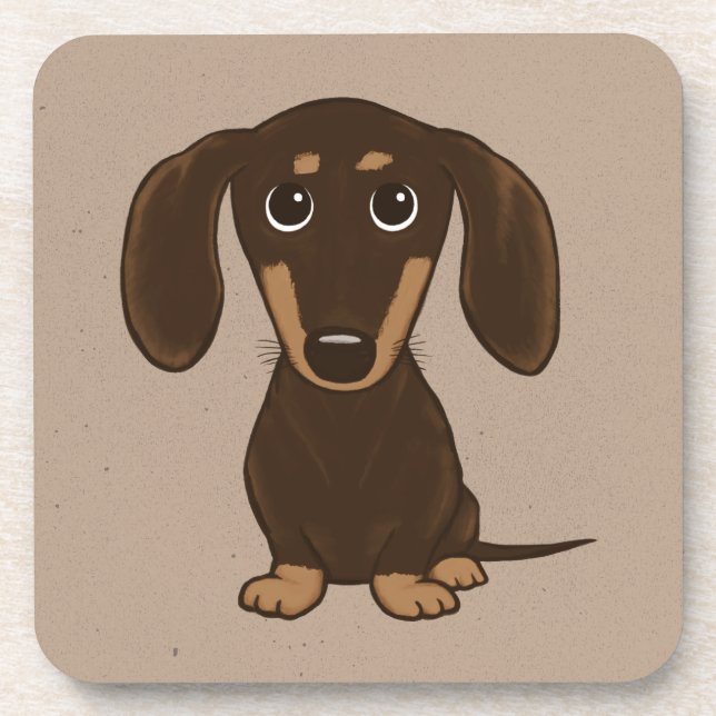 Niedlicher Cartoon-Dackel-Hund der Getränkeuntersetzer (Vorderseite)